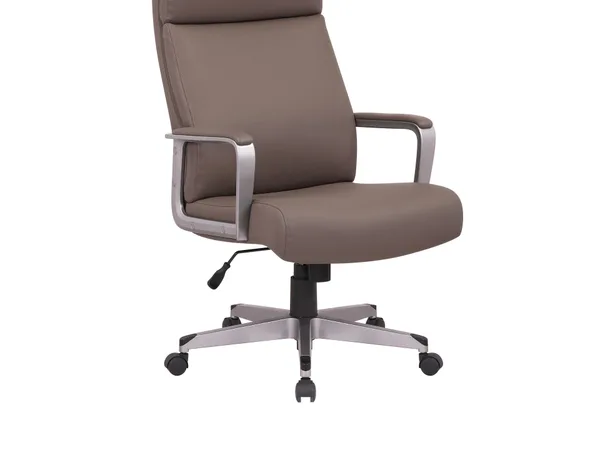 Haoguo taupe leather executive office chair on an aluminium base